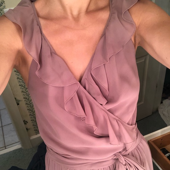 Taupe Bisque Mauve bridesmaids wrap dress - Picture 5 of 6